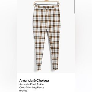 Amanda & Chelsea Plaid Ankle Crop Slim Leg Pants Petite